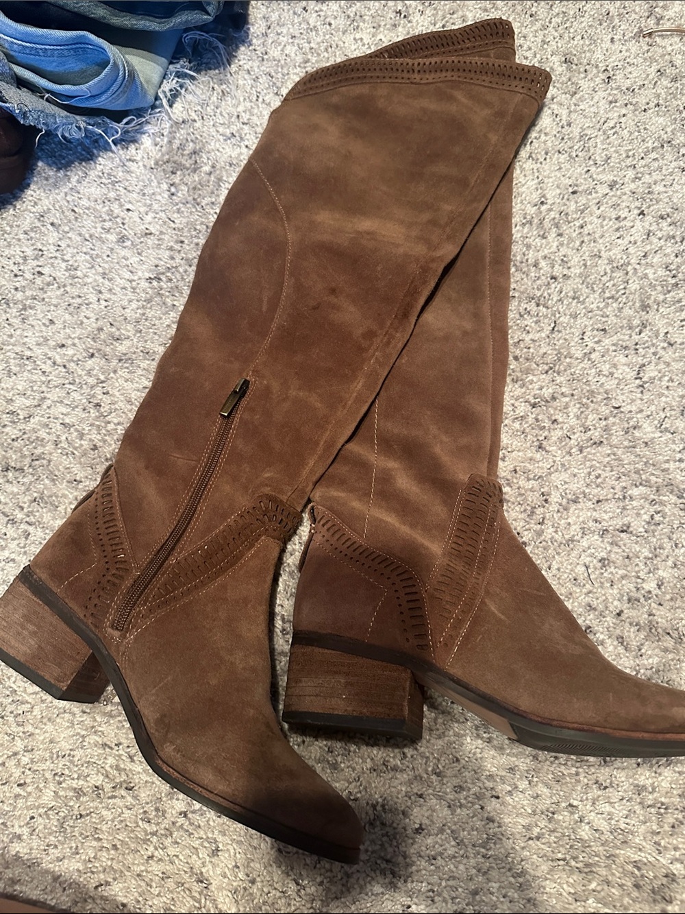 Vince Camuto Chestnut Brown Suede Over-the-Knee Boots